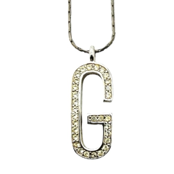 Givenchy Large G Rhinestone Silver Necklace EUC - Picture 4 of 4